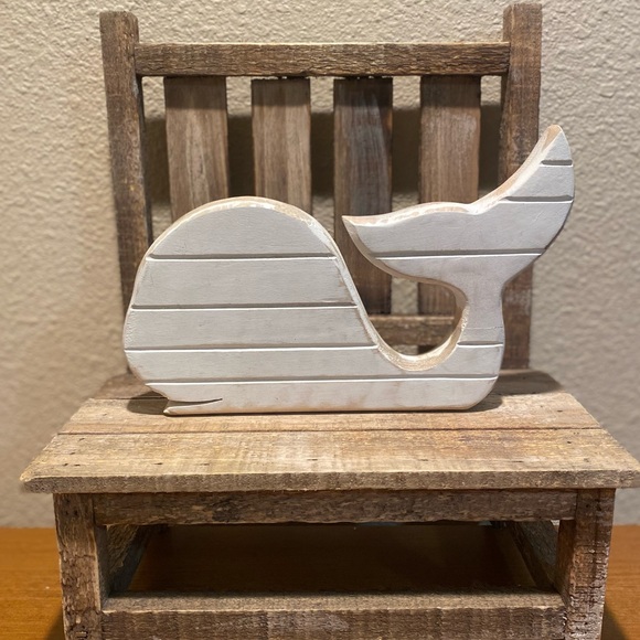 Whitewashed Whale Wood Decor, White Whale Decor, Whale Sign, Ocean Life Decor - Picture 3 of 11